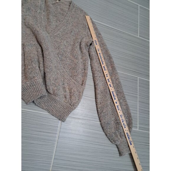 Free People Womens Wrap Knit Sweater Small Beige Bell Sleeve - Picture 8 of 9